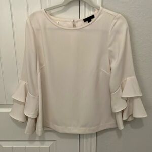J. Crew Elegant Cream Blouse with Ruffle Sleeves